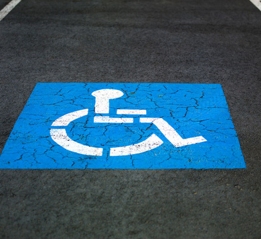 Close-up of an accessible car parking space